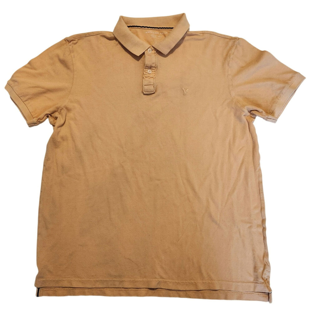 American Eagle Mens Peach Super Soft Standard Fit Polo Shirt Size L